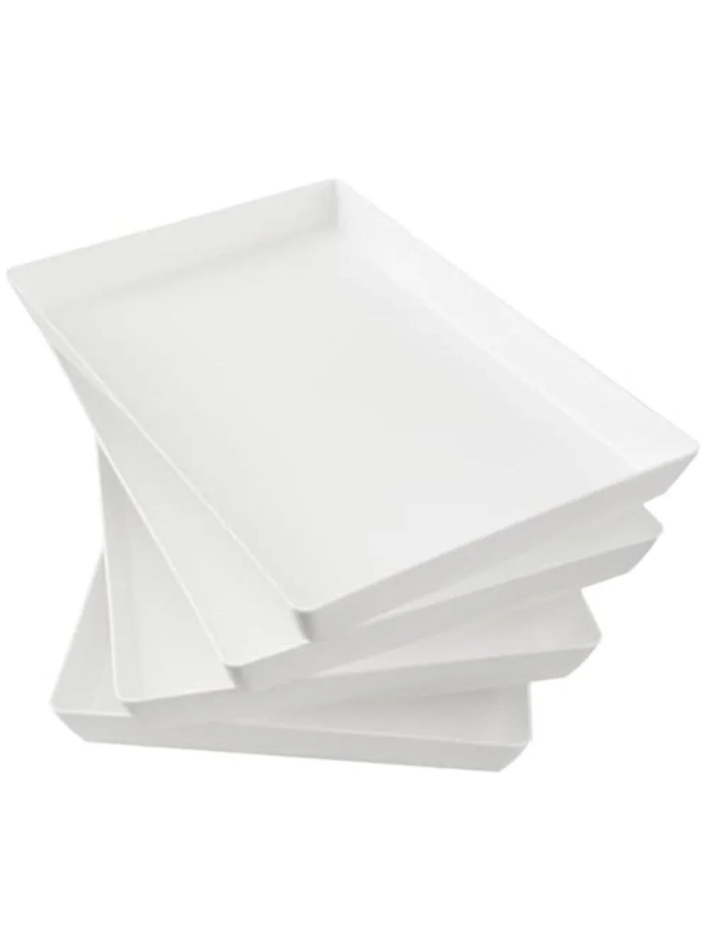 White Serving Tray Rectangular Plastic Platter Appetizer Dessert Party Table